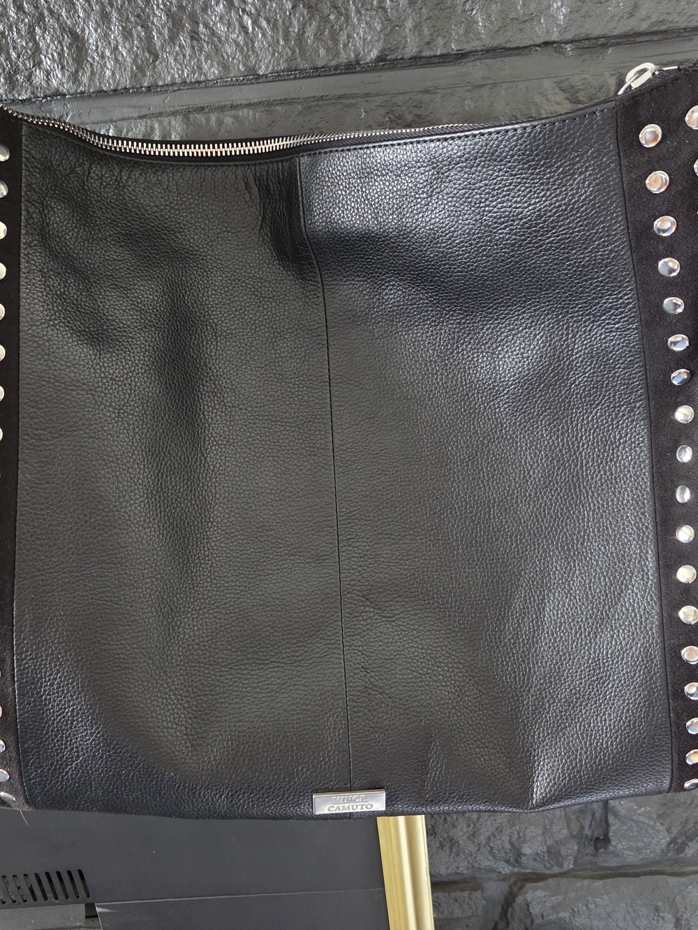 Vince Camuto Black Leather Studded Tote